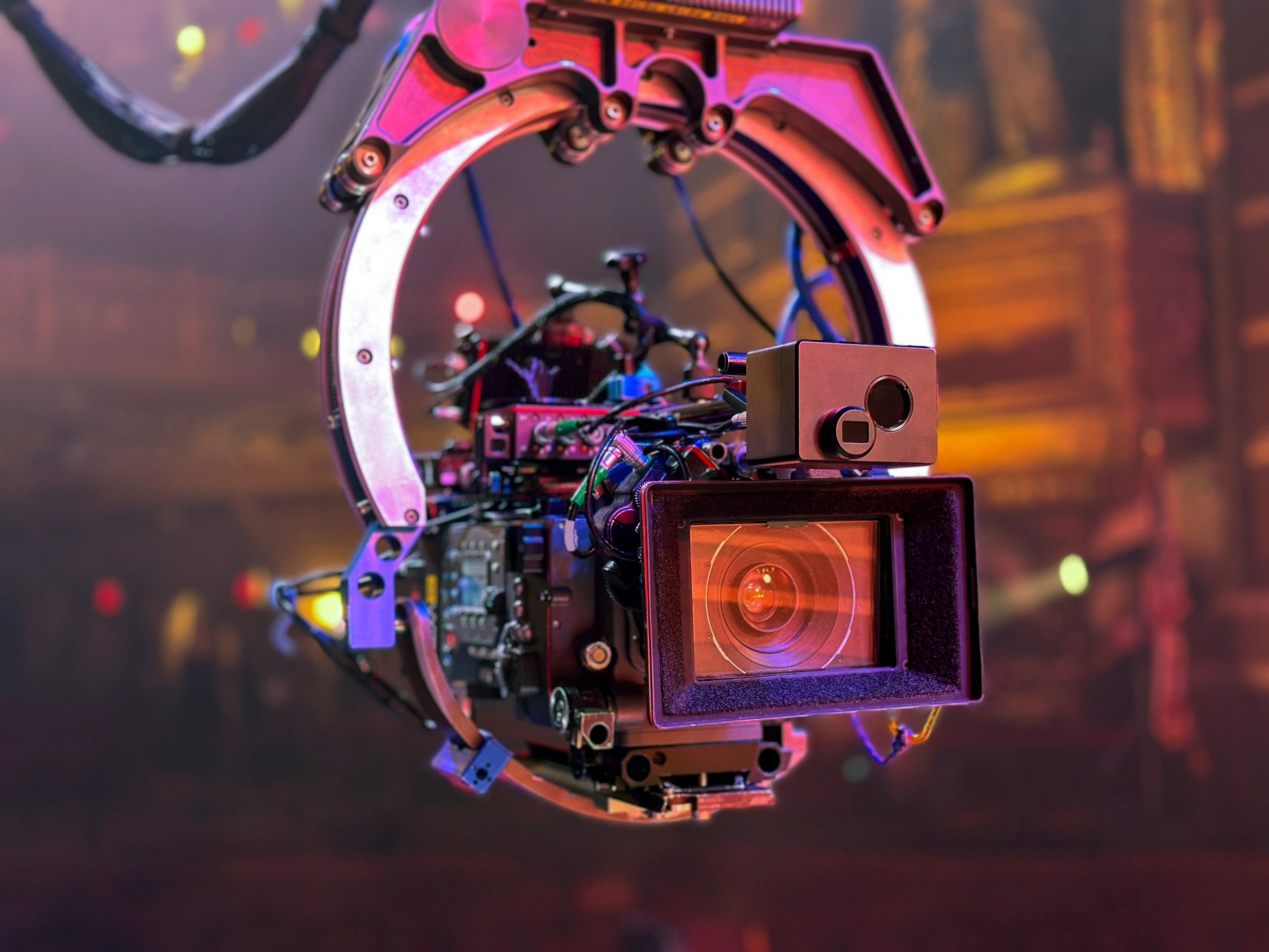 Professional movie camera ready for a shoot
