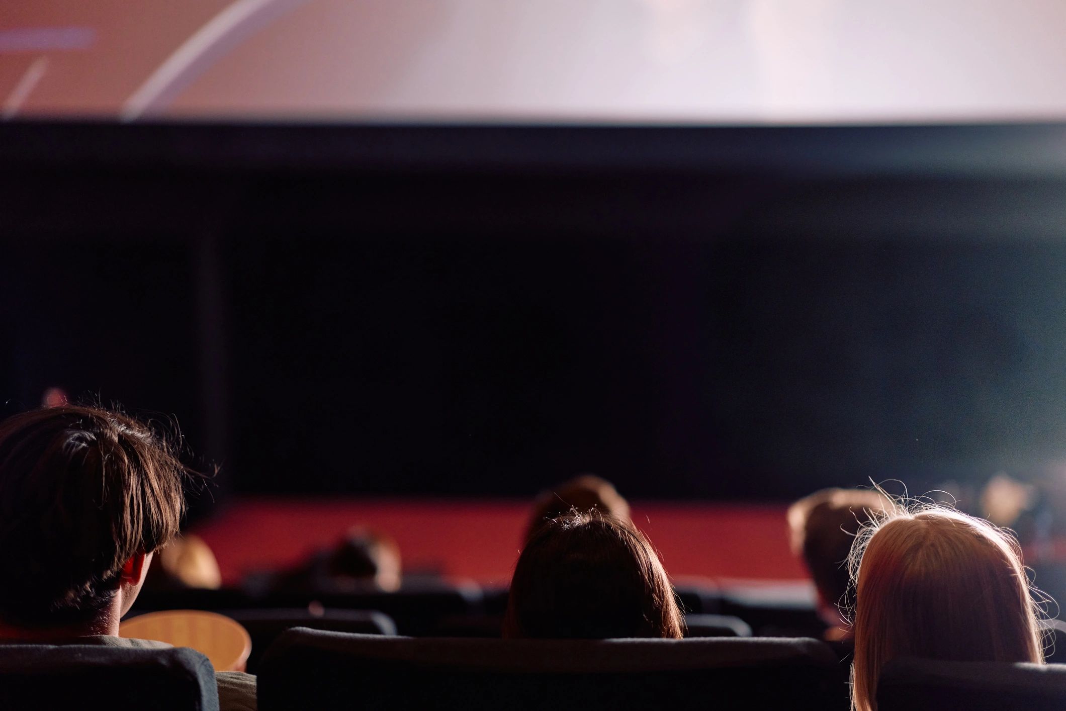 Audience watching a film in a dark cinema